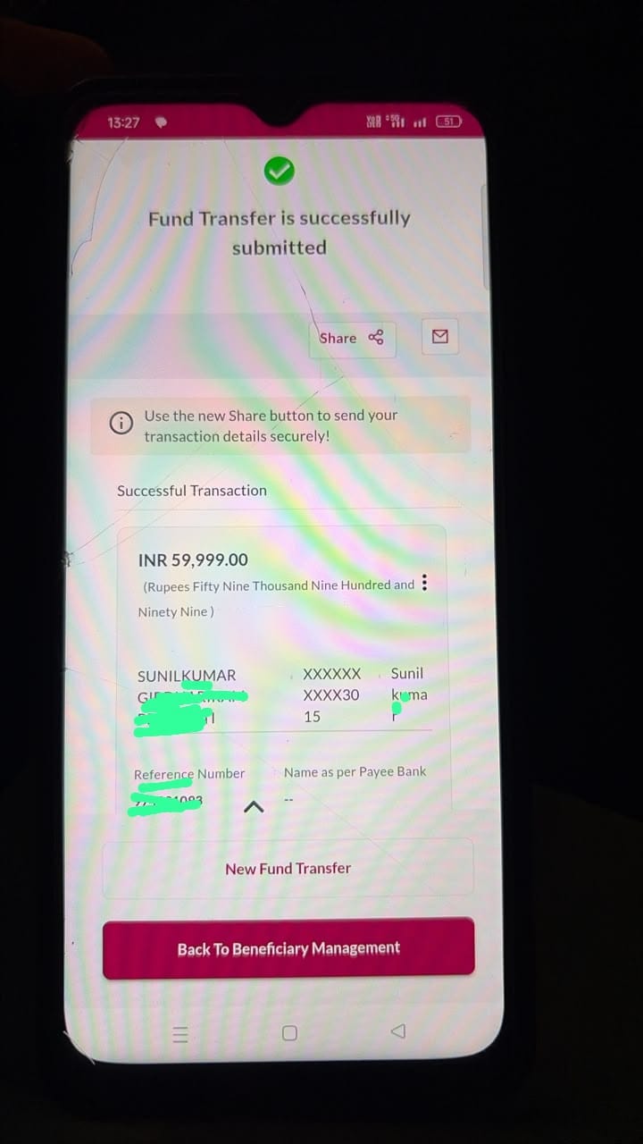 ₹59,999 fund transfer to seller